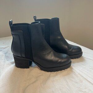 Black Faux Leather Ankle Booties